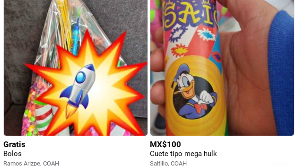 $!Desde cebollitas hasta potentes ‘Guadalupanos’, Facebook exhibe un variado catálogo de productos pirotécnicos, pese a la ilegalidad de su venta.