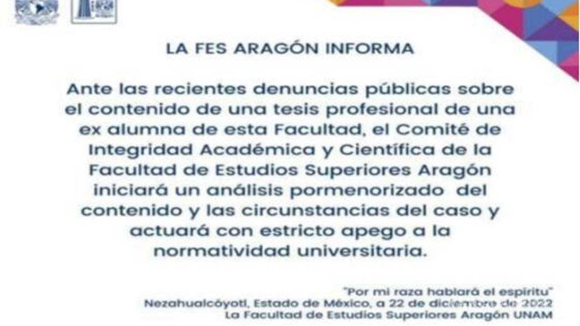 $!UNAM investigará supuesto plagio de tesis de la ministra Yasmín Esquivel