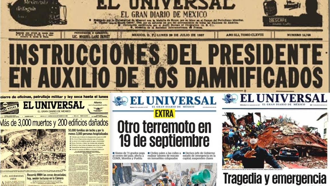 Las portadas de diarios en más de 100 años de sismos en México