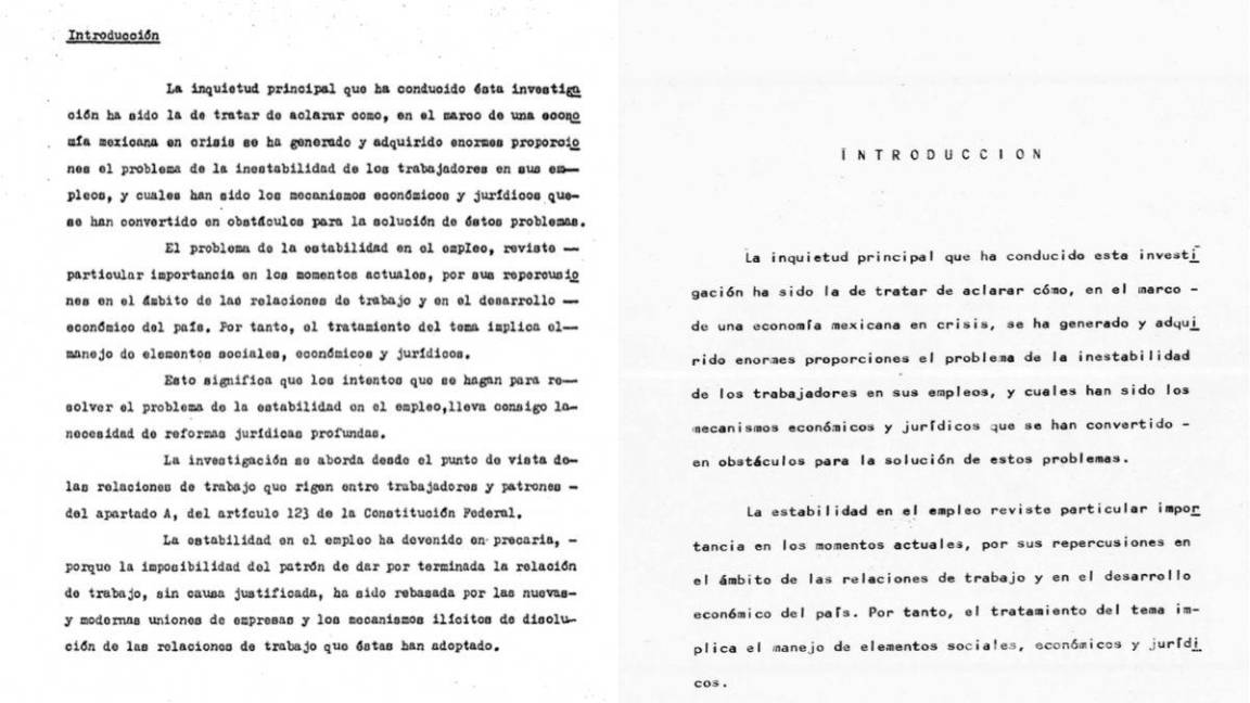 $!Las introducciones de ambos trabajos son las mismas, así como índices, bibliografía y conclusiones.