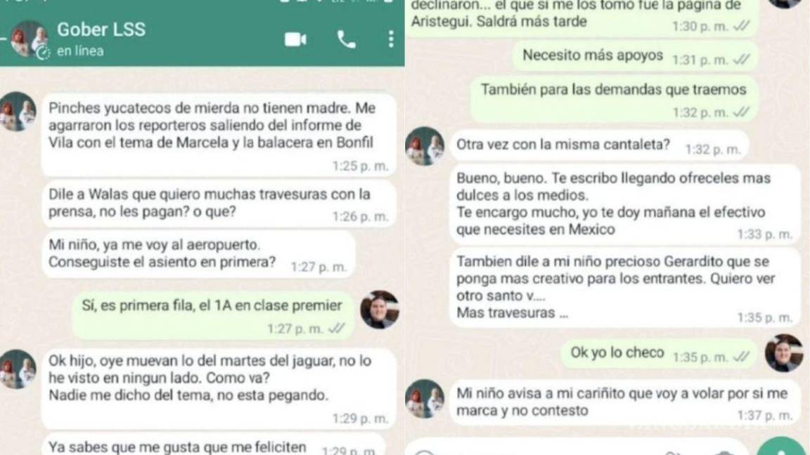 $!Conversaciones entre Layda Sansores San Román y Axel Rubio, su secretario particular.