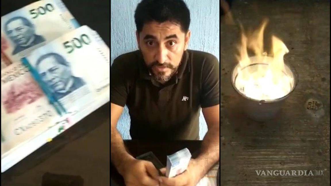 Docente de la CNTE quema un millón de pesos con el que intentaron sobornarlo (video)