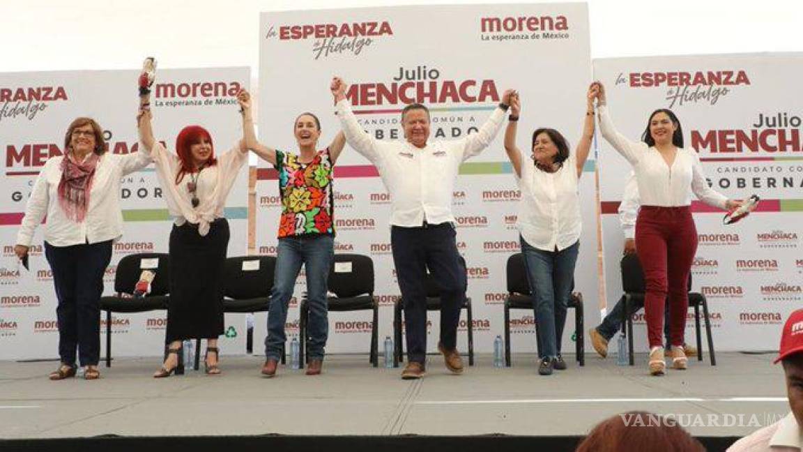 “¡Presidenta, Presidenta!”, vitorean a Sheinbaum en Hidalgo en campaña de Julio Menchaca
