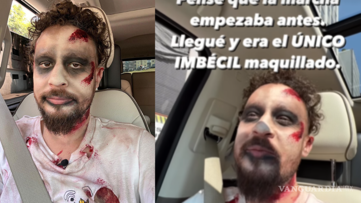 ‘Era el único imbécil maquillado’; Luisito Comunica llega cuatro horas antes a marcha zombie