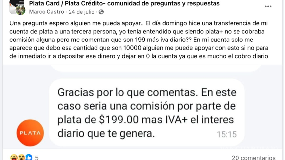 $!Usuario descontento de Plata Card expone altos cargos no claros en su cuenta.