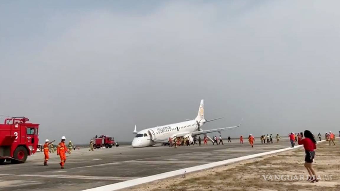 Piloto logra aterrizar sin ruedas delanteras y salva a 89 pasajeros en Birmania