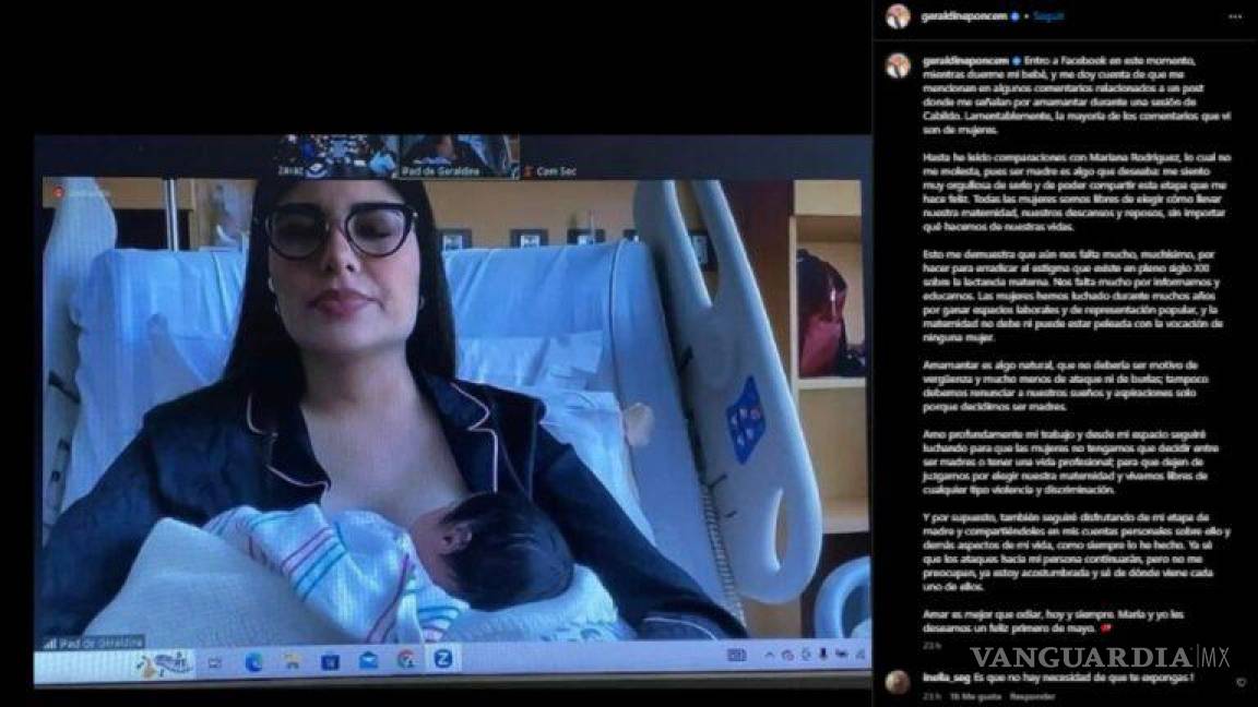 Geraldine Ponce ya es mamá... y la critican por amamantar a su bebé durante sesión de Cabildo; ‘es natural’, responde