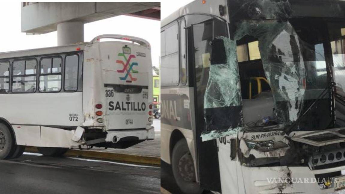 Choque entre ruta Zaragoza y transporte de personal deja cuatro lesionados en Saltillo