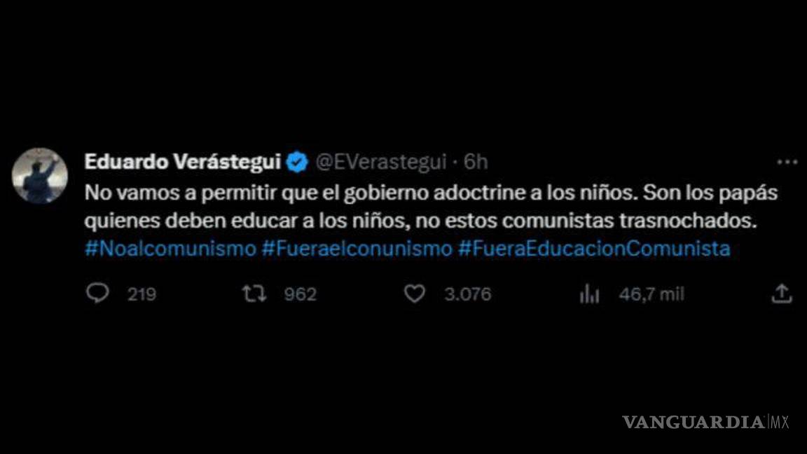 $!‘Papás deben educar a niños, no comunistas trasnochados’; Eduardo Verástegui también critica libros de la SEP