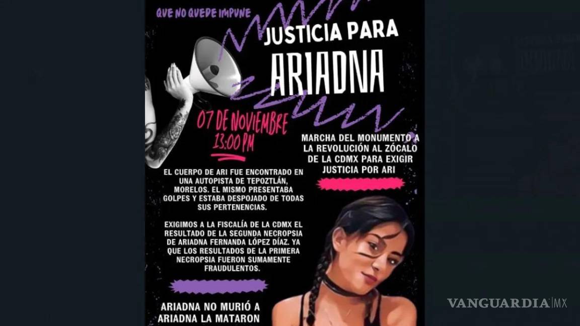 Convocan a marchar en la CDMX por feminicidio de Ariadna Fernanda