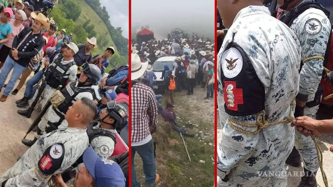 Comuneros amarran a elementos de Guardia Nacional que buscaban calmar conflicto