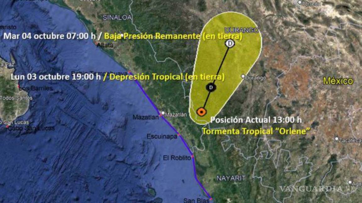 ‘Orlene’ pasa a ser tormenta tropical, tras tocar tierra en Sinaloa; causará intensas lluvias
