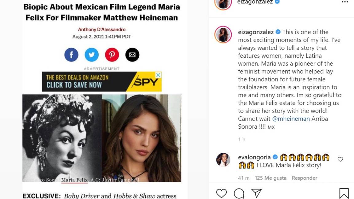 $!Eiza González interpretará a María Félix en filme biográfico