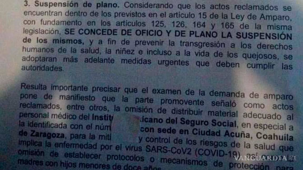 $!Se ampara doctora del IMSS Coahuila, para no acudir a laborar hasta contar con equipo de protección
