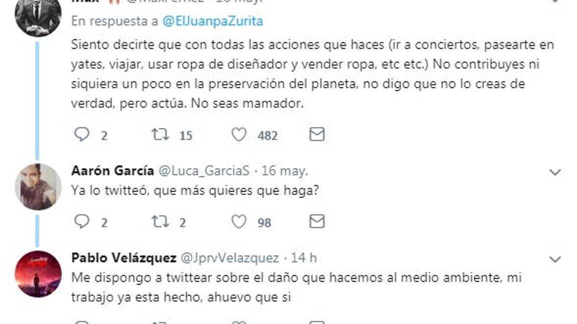 $!'¿Soy el único que se preocupa por el planeta?'... tunden a Juanpa Zurita en Twitter por su "conciencia ambiental"