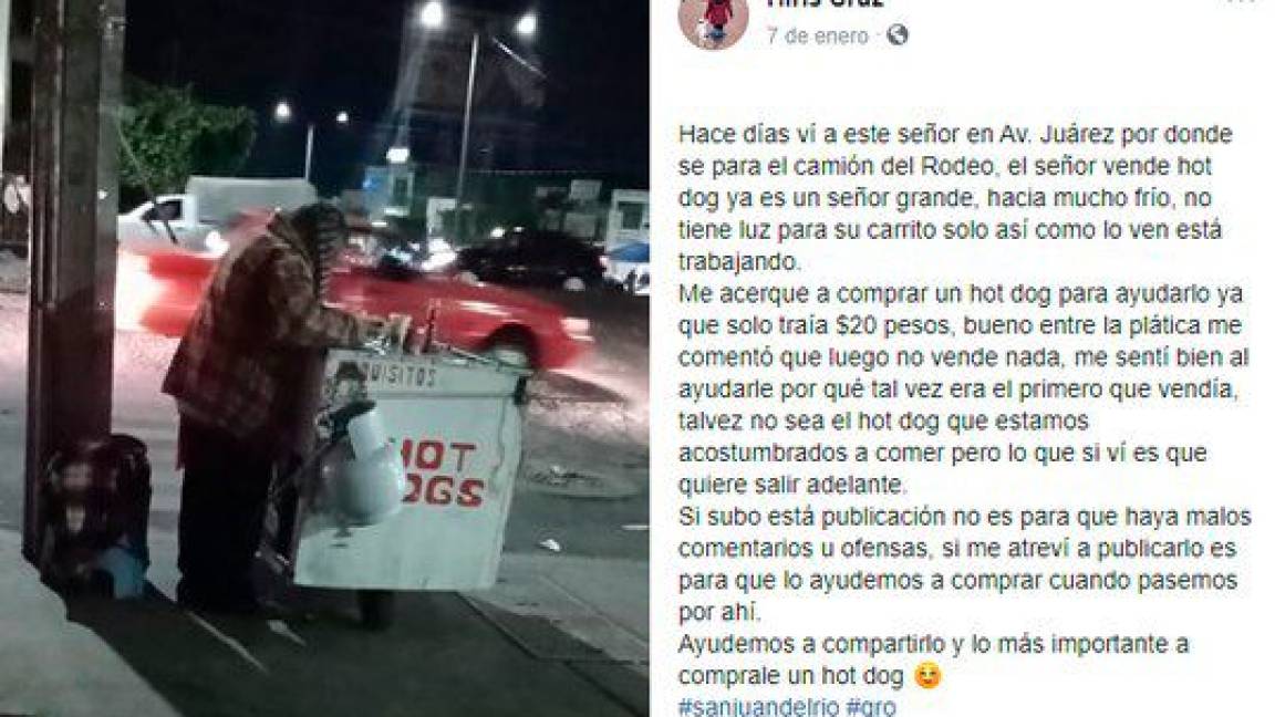 Don Abel no vendía un solo hot dog en las frías calles de Querétaro y... ¡le cayeron las redes sociales! (video)