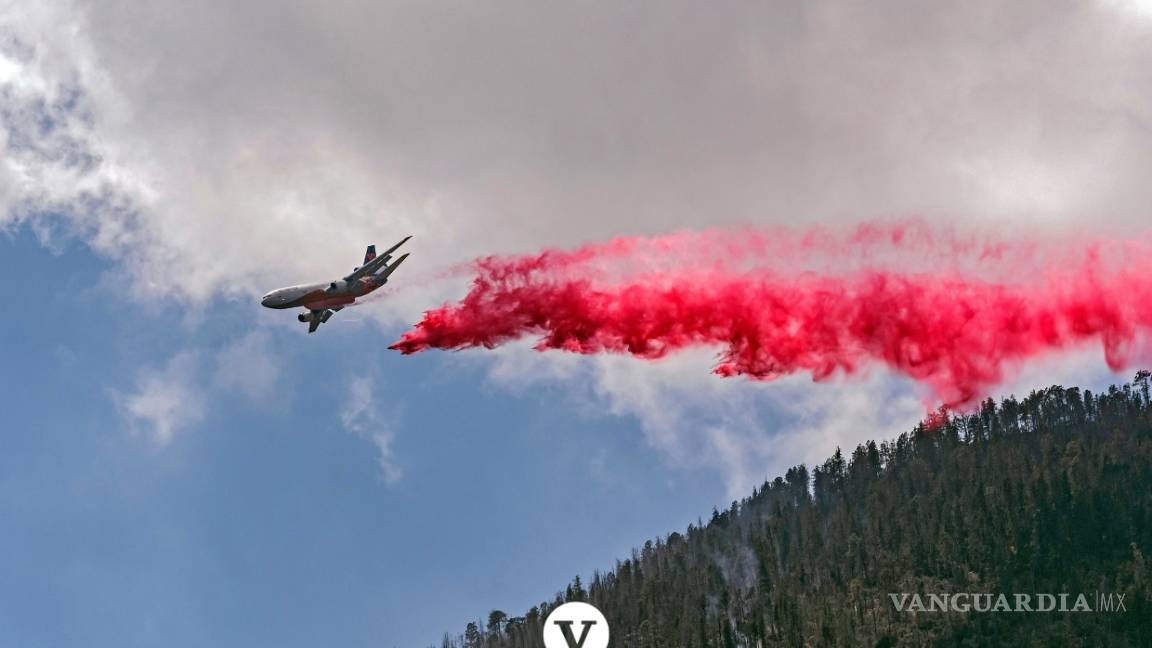 $!Con la ayuda de un avión DC -10 controlan el incendio en Arteaga (fotos)