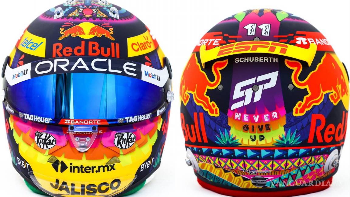 $!En la parte de atrás del casco, con papel picado, se puede leer la leyenda “¡Never Give Up!”.