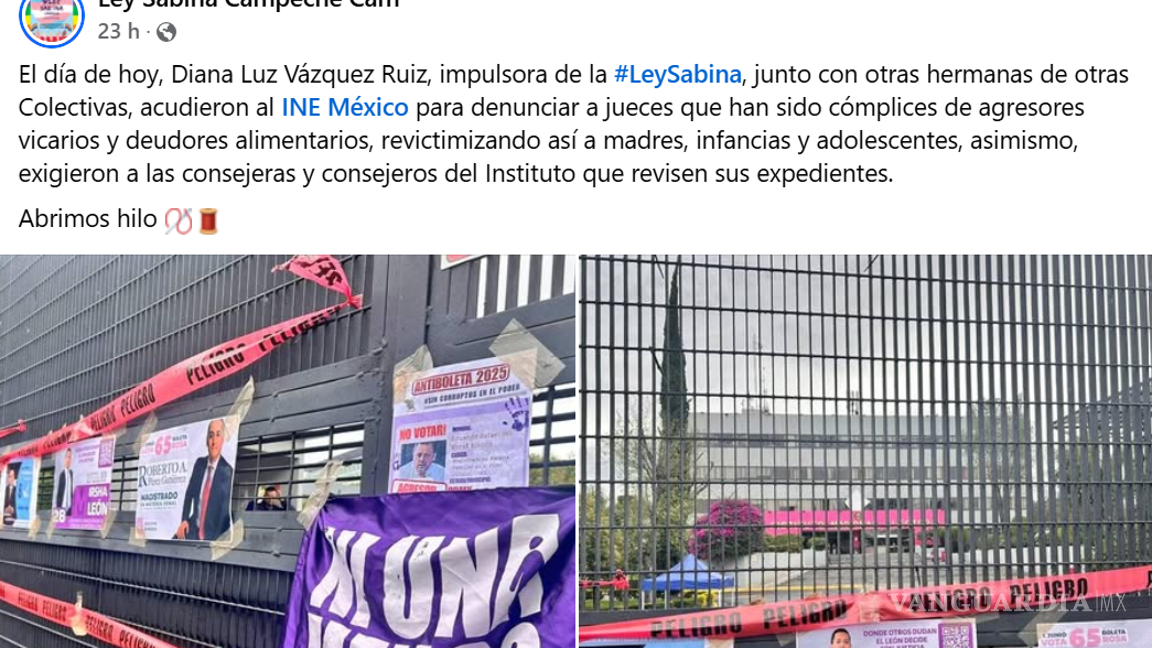 $!Protesta contra candidaturas frente a sede del INE