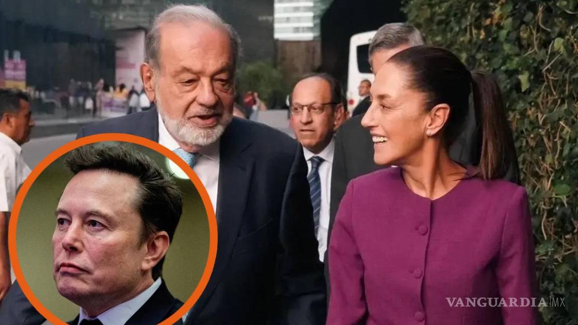 ¡Es falso!... Sheinbaum defiende a Carlos Slim del ataque de Elon Musk al vincularlo con el crimen organizado