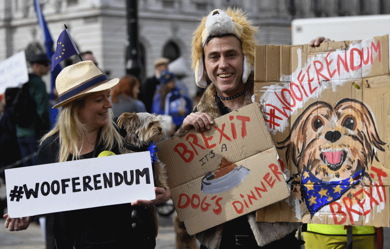 $!Cientos de perros ladran contra el "Brexit" en Londres