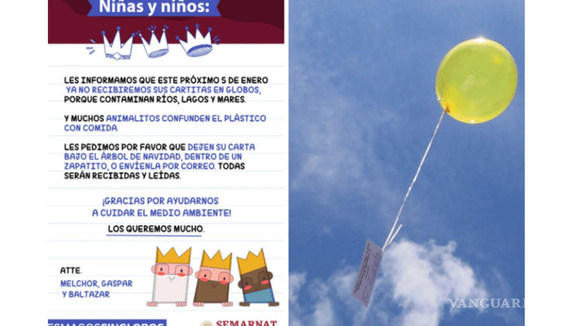 Reyes Magos piden a niños no enviar sus cartas en globos