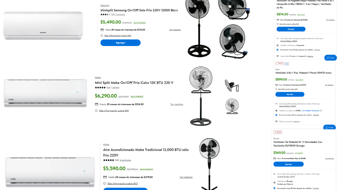 $!Coppel, Walmart y Liverpool... Estos son los aires acondicionados y ventiladores con mejor oferta por Hot Sale en línea