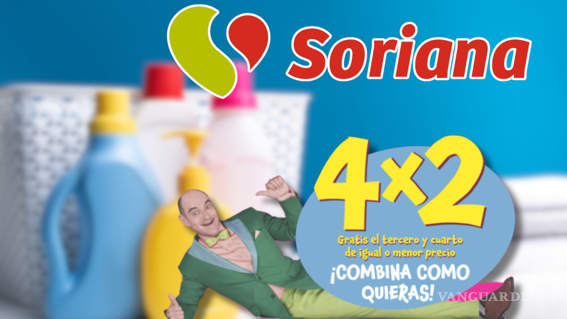 Soriana ofrece 4x2 en detergentes y suavizantes, y 3x2 en productos de cuidado personal