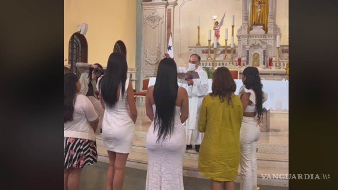 $!¿Demasiado ajustado el vestido en el bautizo de su hijo?, mujer causa polémica (video)