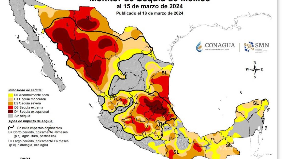 $!Así pinta el mapa de la sequía en el país, la situación más grave se reporta en el noroeste.