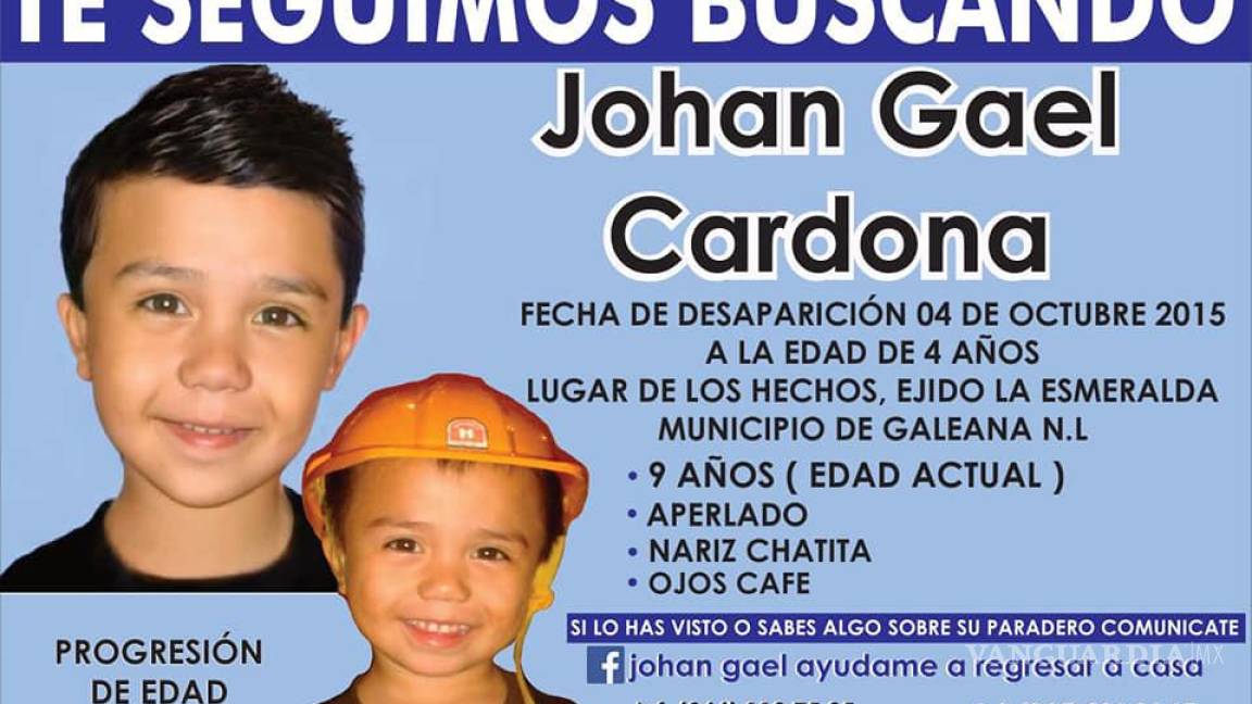 Johan Gael de 4 años desapareció hace 6 años; su familia de Saltillo no lo deja de buscar