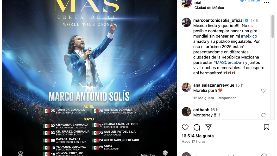 $!Este tour incluye emocionantes presentaciones en Saltillo y Torreón, dos ciudades donde la pasión por su música promete hacer vibrar a miles de fanáticos.