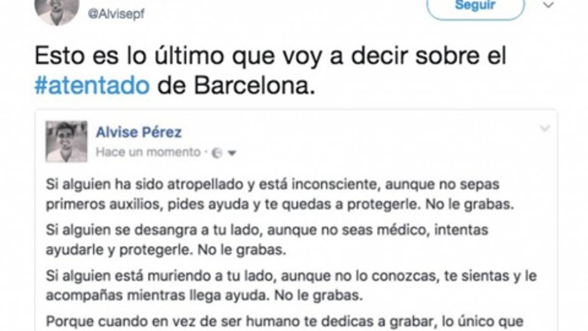 $!'Si alguien está muriendo a tu lado... no le grabas'; critican videos de atentado en Barcelona