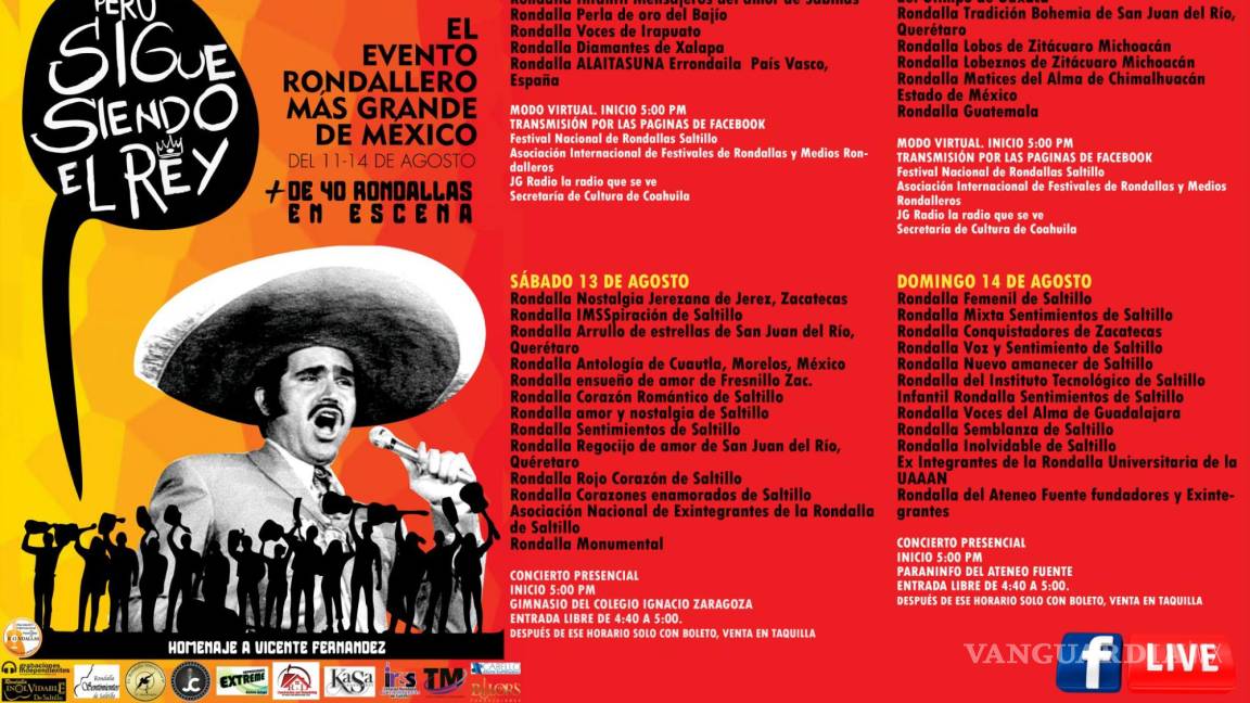 $!Festival Nacional de Rondallas de Saltillo inicia actividades rindiendo homenaje a Vicente Fernández
