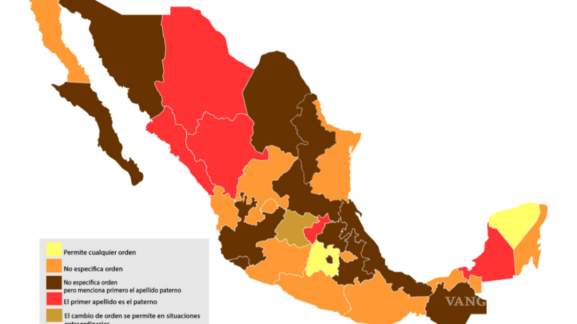 ¿Qué Estados en México permiten que el apellido materno vaya antes que el paterno?
