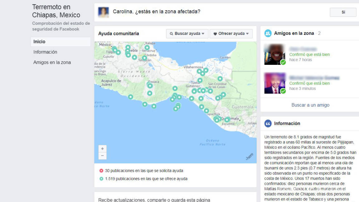 El &quot;Safety Check&quot; de Facebook es activado tras fuerte terremoto en México