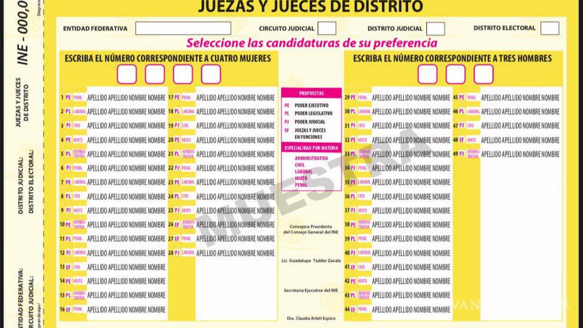 $!Revelan boletas del INE para elección judicial en México: Significado de los diseños, colores y proceso de votación