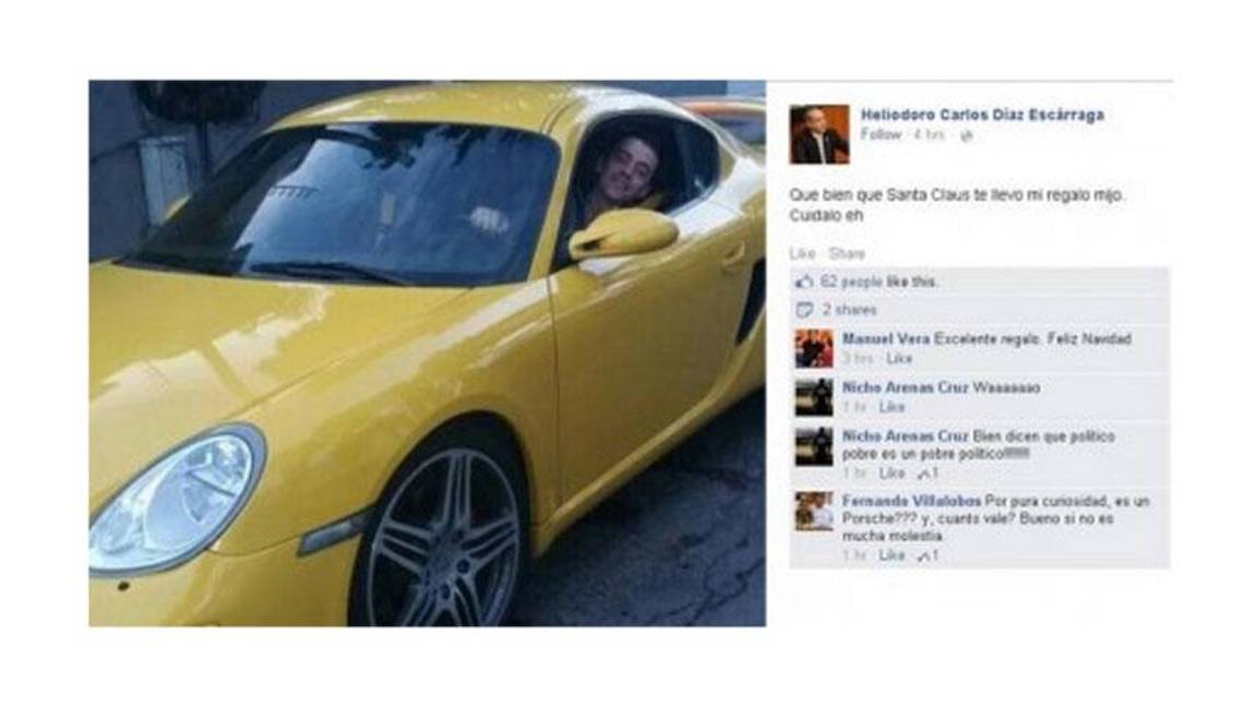 Funcionario priista regala a su hijo Porsche de 1.5 mdp y lo presume en Facebook