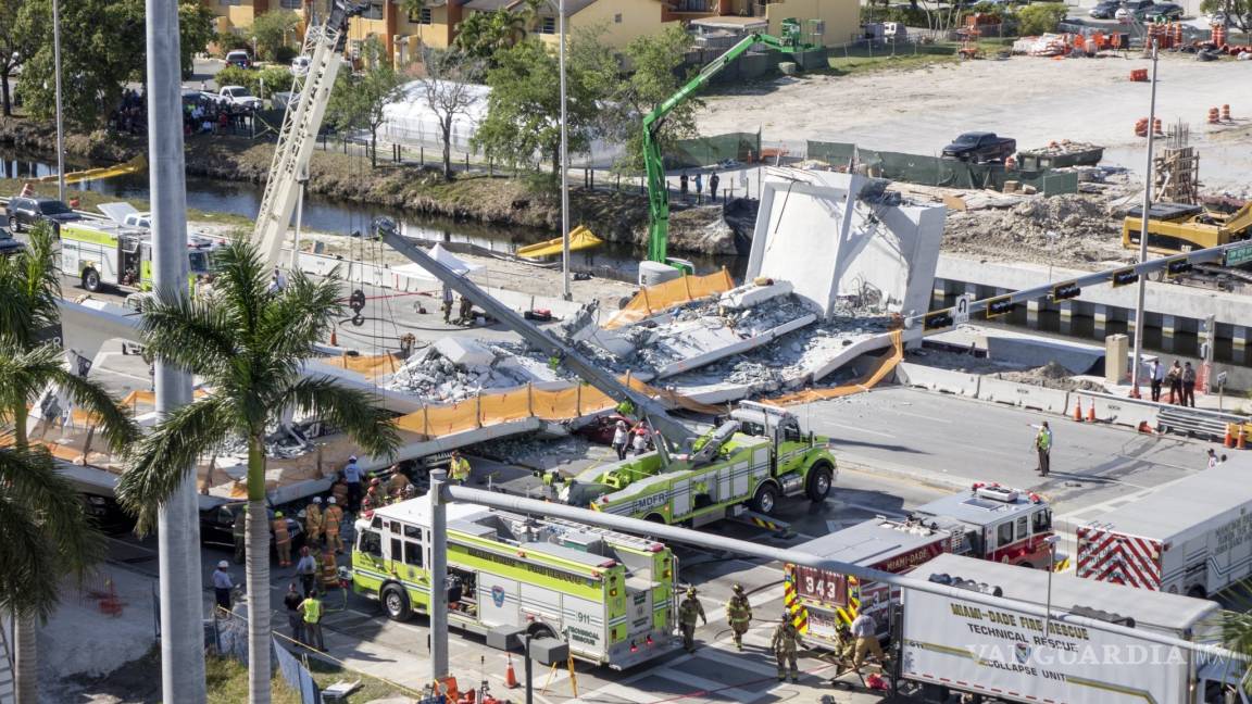 Cifra de muertos aumenta a 6 en el colapso del puente del sur de la Florida