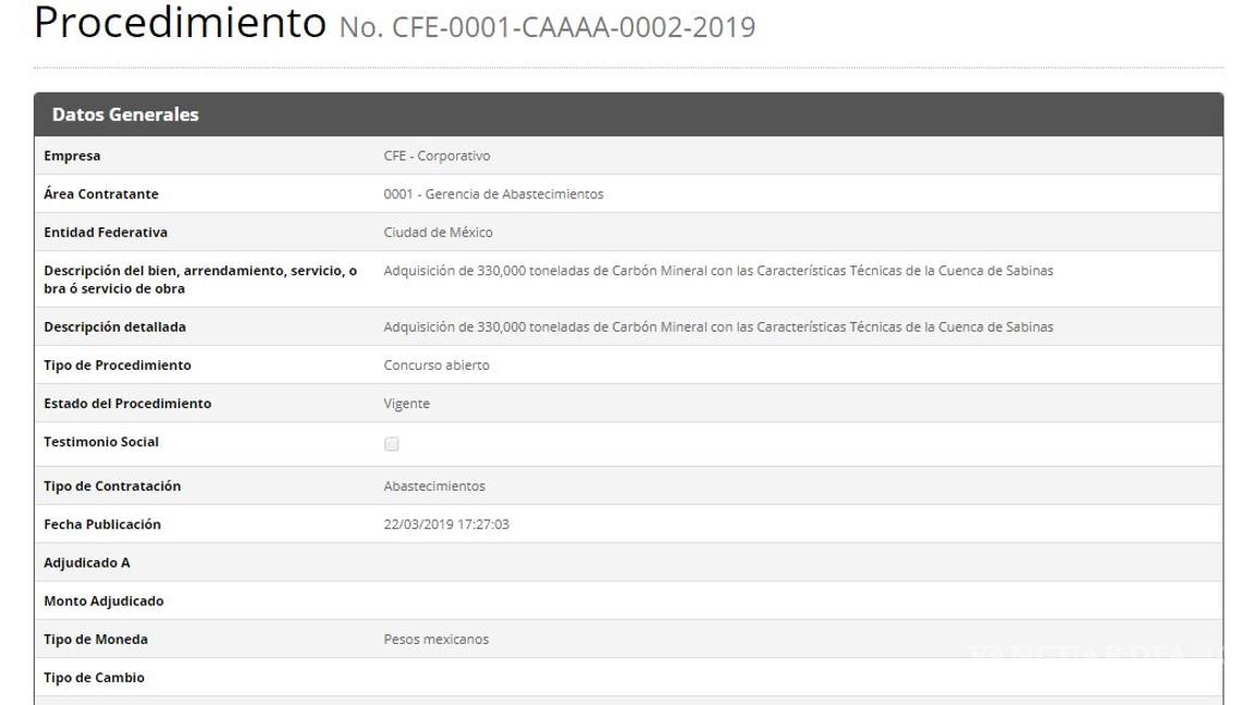 $!En Coahuila reactivan compra de carbón; serán 330 mil toneladas