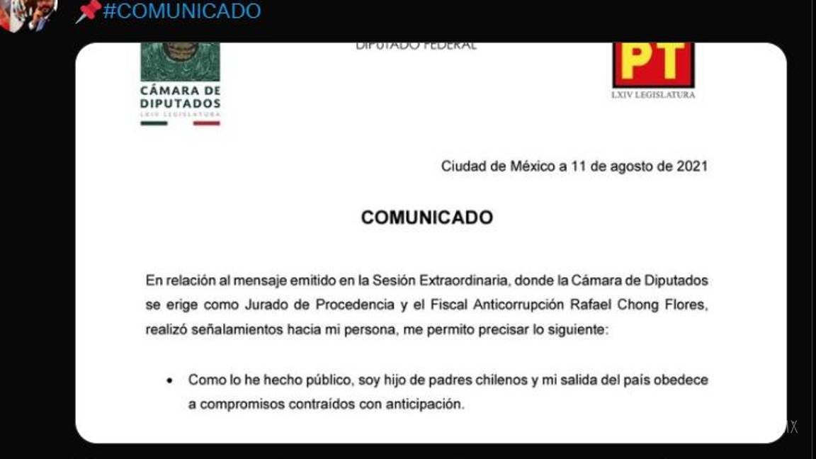 $!Diputado Mauricio Toledo huyó de México y se fue a Chile: FGJCDMX