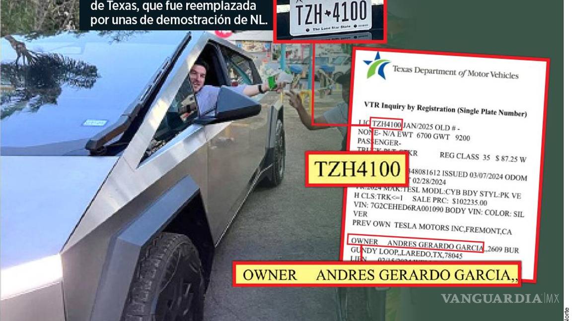 $!Cybertruck de Tesla que usa a diario Samuel García está a nombre de un vecino suyo