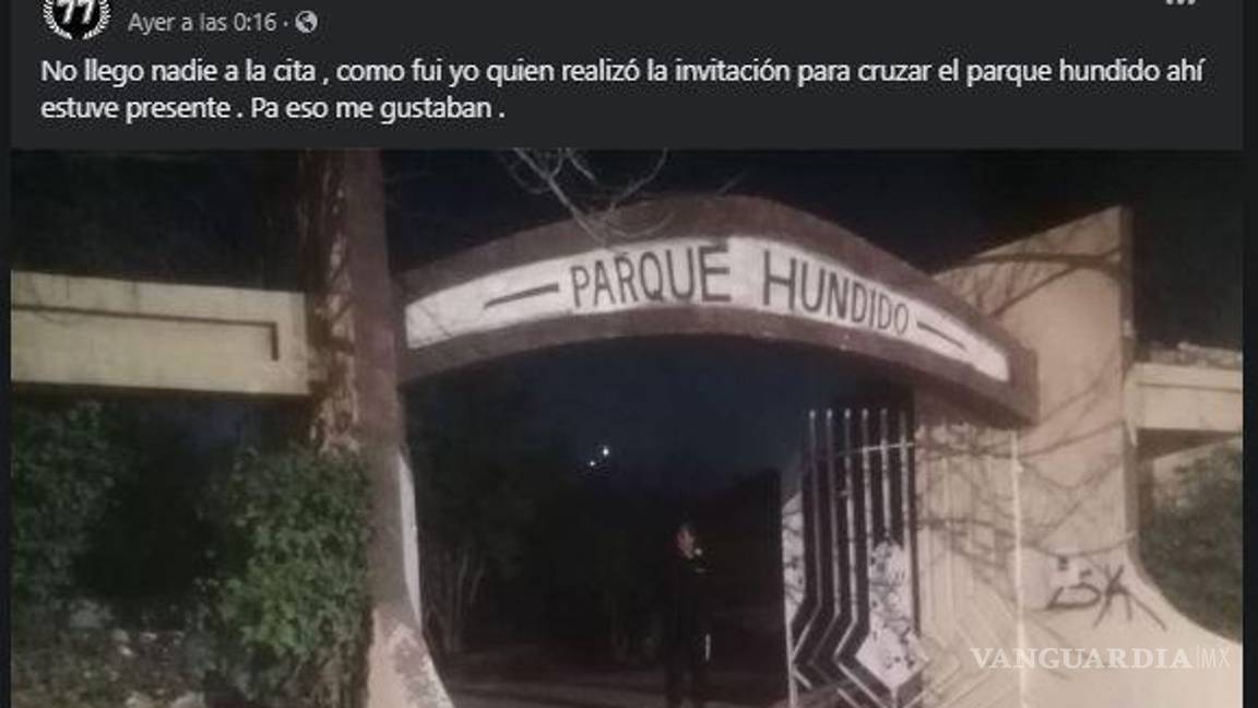 $!Usuario asiste a reto y cruza Parque Hundido de noche en Saltillo.