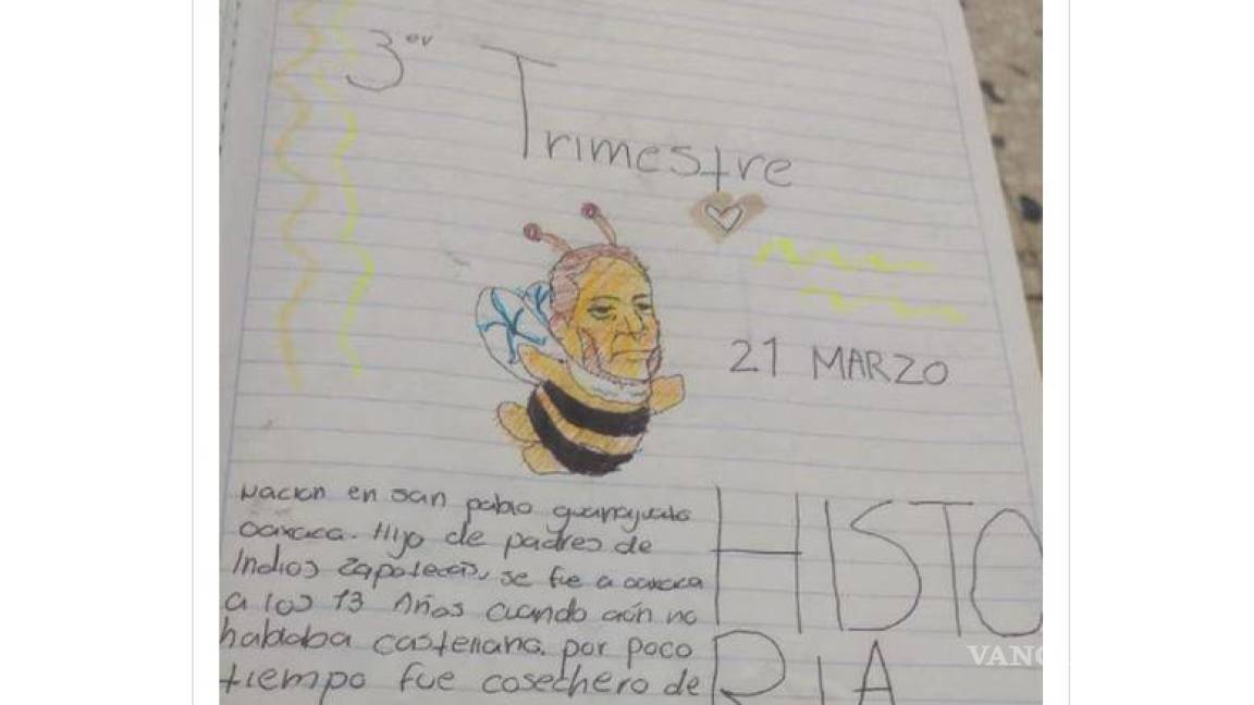 Niña dibuja a Benito Juárez como abeja; profesor se niega a evaluarla en Torreón, Coahuila
