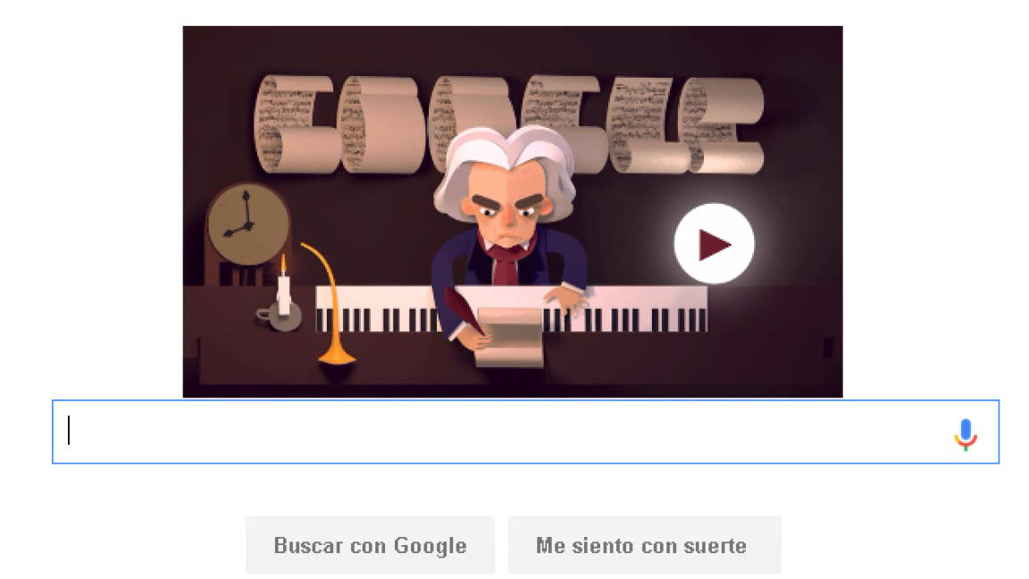 Beethoven y sus partituras en el nuevo ‘doodle’ de Google