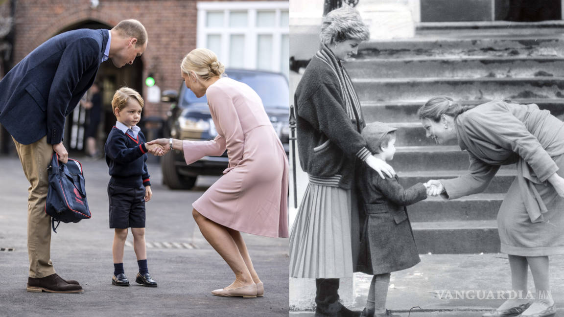 Imágenes del primer día de escuela del príncipe George y el de su padre el príncipe William