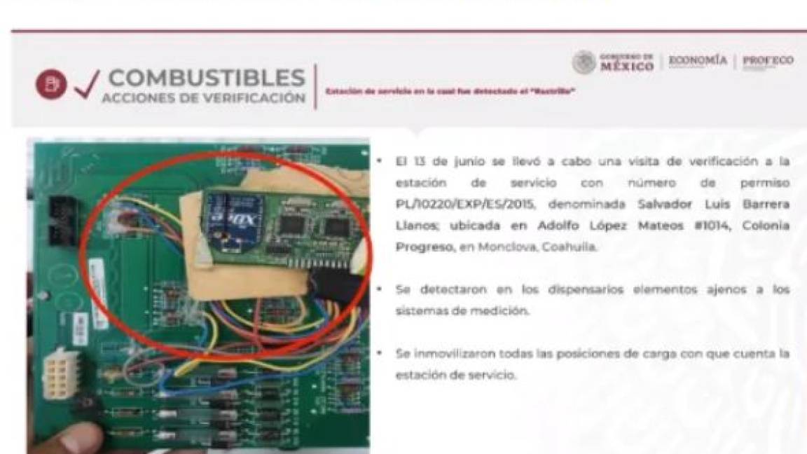 $!Encuentran 'rastrillo' en gasolinera de Monclova; surtía hasta el 10 por ciento menos de combustible a usuarios