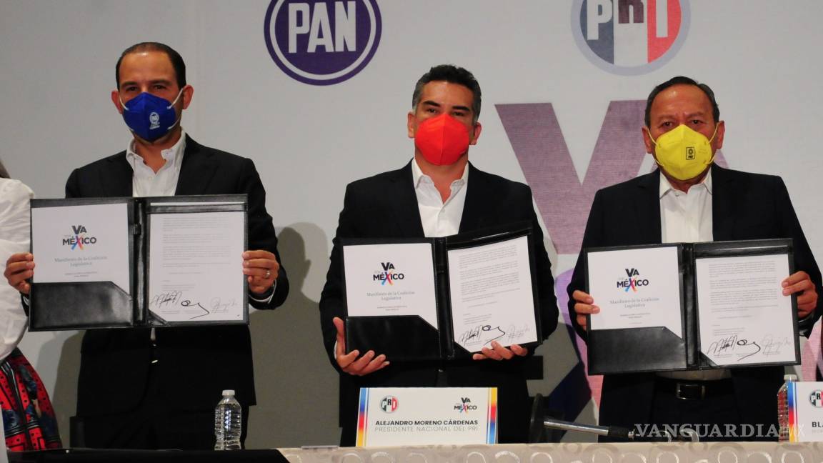 Bajo 10 compromisos, firman PAN, PRI y PRD coalición opositora legislativa