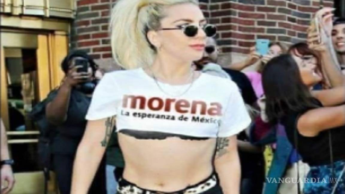 Lady Gaga no usa playera de Morena ni apoya a AMLO