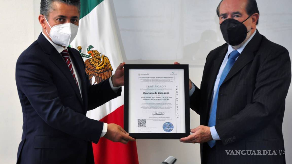 Otorgan al Poder Judicial de Coahuila certificación en juicios orales mercantiles